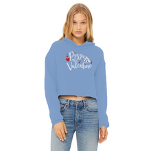 Load image into Gallery viewer, Pizza is My Valentine Ladies Cropped Raw Edge Hoodie