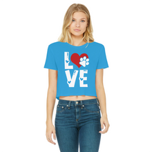 Load image into Gallery viewer, Love Dog Classic Women's Cropped Raw Edge T-Shirt
