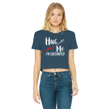 Load image into Gallery viewer, Hug Me I'm Vaccinated Classic Women's Cropped Raw Edge T-Shirt