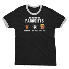 Load image into Gallery viewer, Trump Parasite Adult Ringer T-Shirt