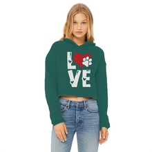Load image into Gallery viewer, Love Dog Ladies Cropped Raw Edge Hoodie
