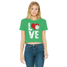 Load image into Gallery viewer, Love Dog Classic Women's Cropped Raw Edge T-Shirt