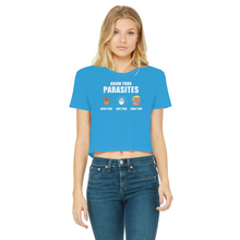 Load image into Gallery viewer, Trump Parasite Classic Women's Cropped Raw Edge T-Shirt