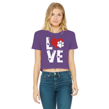 Load image into Gallery viewer, Love Dog Classic Women's Cropped Raw Edge T-Shirt