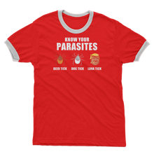 Load image into Gallery viewer, Trump Parasite Adult Ringer T-Shirt