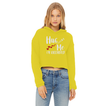 Load image into Gallery viewer, Hug Me I&#39;m Vaccinated Ladies Cropped Raw Edge Hoodie
