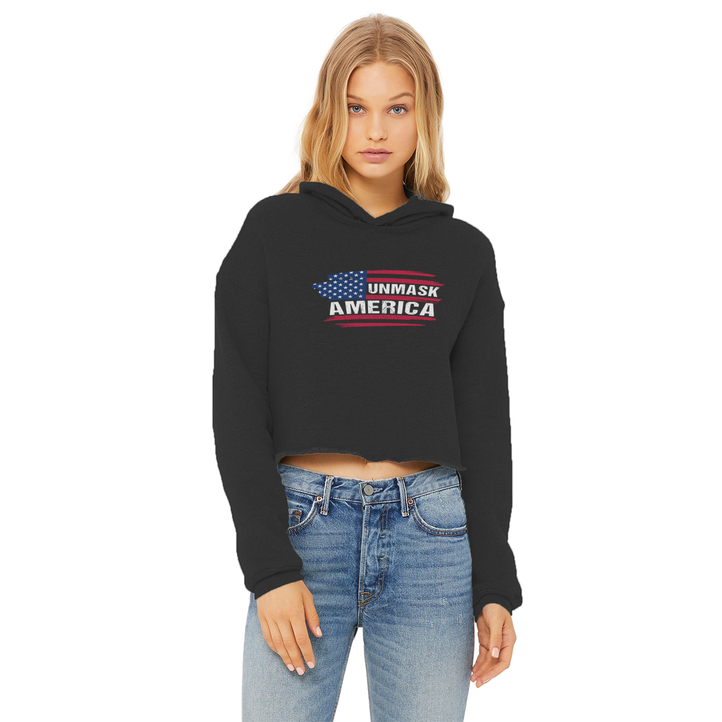 Unmask Ladies Cropped Raw Edge Hoodie