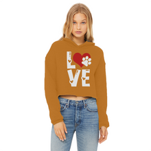 Load image into Gallery viewer, Love Dog Ladies Cropped Raw Edge Hoodie
