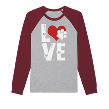 Load image into Gallery viewer, Love Dog Organic Raglan Long Sleeve Shirt
