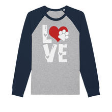 Load image into Gallery viewer, Love Dog Organic Raglan Long Sleeve Shirt
