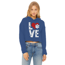 Load image into Gallery viewer, Love Dog Ladies Cropped Raw Edge Hoodie
