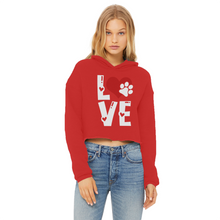 Load image into Gallery viewer, Love Dog Ladies Cropped Raw Edge Hoodie
