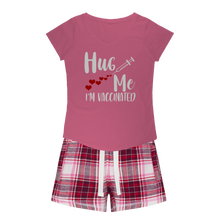 Load image into Gallery viewer, Hug Me I&#39;m Vaccinated Girls Sleepy Tee and Flannel Short
