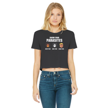 Load image into Gallery viewer, Trump Parasite Classic Women&#39;s Cropped Raw Edge T-Shirt
