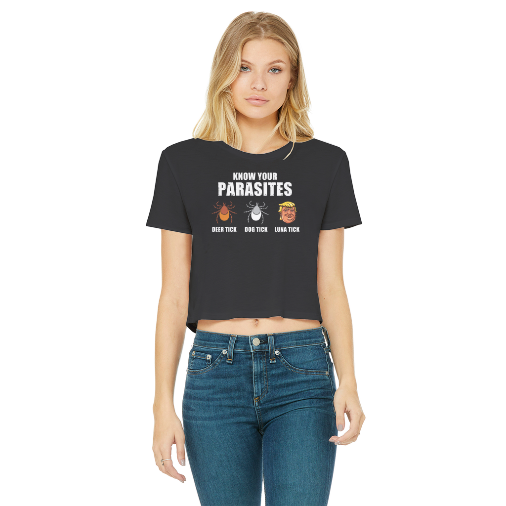 Trump Parasite Classic Women's Cropped Raw Edge T-Shirt