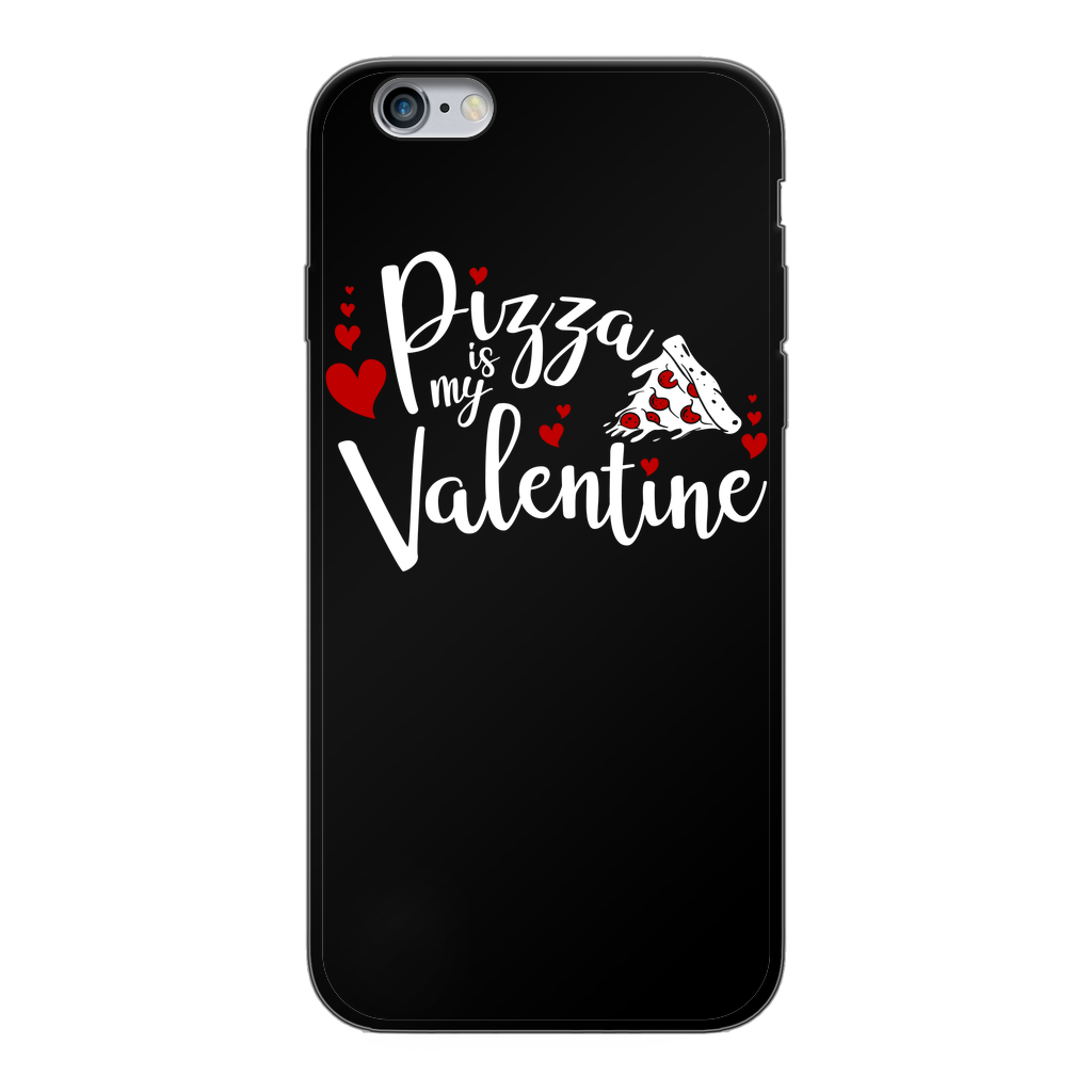 Pizza is My Valentine Back Printed Black Soft Phone Case