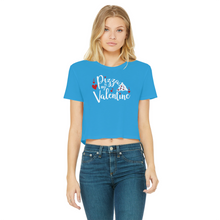 Load image into Gallery viewer, Pizza is My Valentine Classic Women&#39;s Cropped Raw Edge T-Shirt
