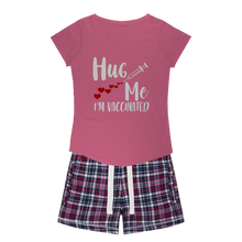 Load image into Gallery viewer, Hug Me I&#39;m Vaccinated Girls Sleepy Tee and Flannel Short
