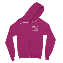 Load image into Gallery viewer, Hug Me I&#39;m Vaccinated Classic Adult Zip Hoodie
