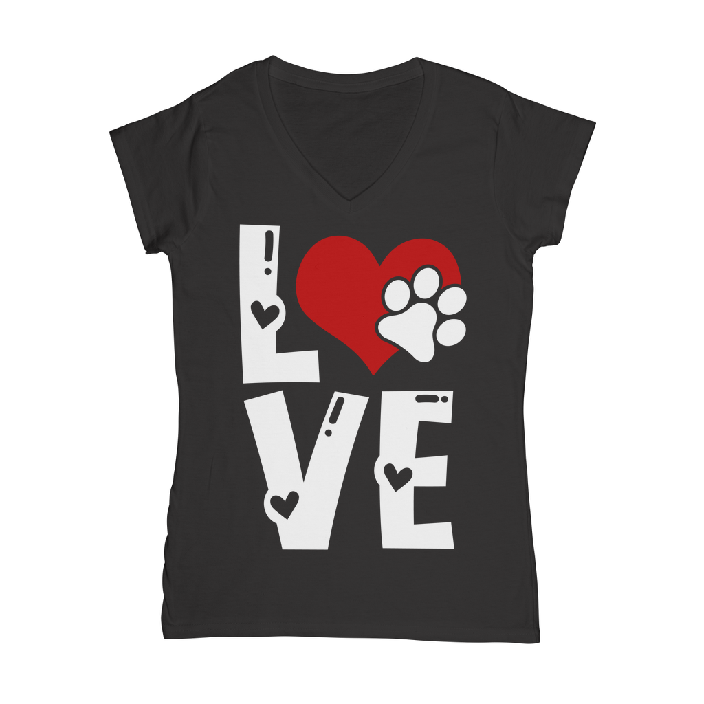 Love Dog Classic Women's V-Neck T-Shirt