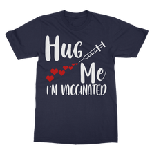 Load image into Gallery viewer, Hug Me I&#39;m Vaccinated T-Shirt Dress

