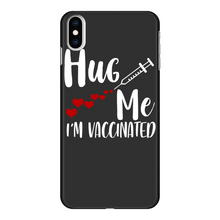 Load image into Gallery viewer, Hug Me I&#39;m Vaccinated Back Printed Black Hard Phone Case
