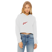 Load image into Gallery viewer, Hug Me I&#39;m Vaccinated Ladies Cropped Raw Edge Hoodie

