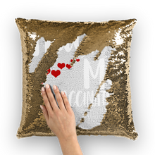 Load image into Gallery viewer, Hug Me I&#39;m Vaccinated Sequin Cushion Cover
