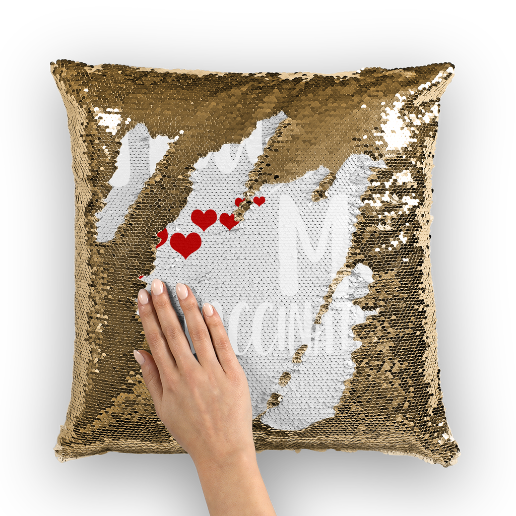 Hug Me I'm Vaccinated Sequin Cushion Cover