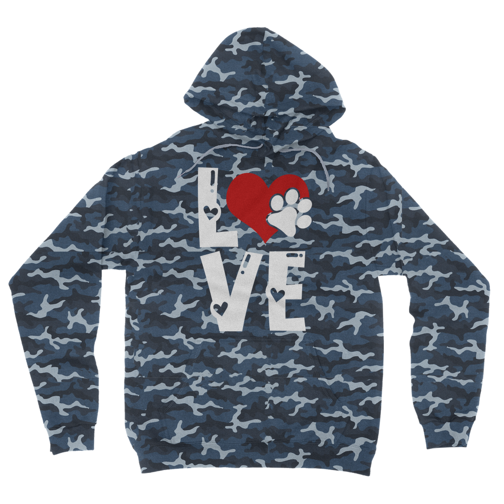 Love Dog Camouflage Adult Hoodie