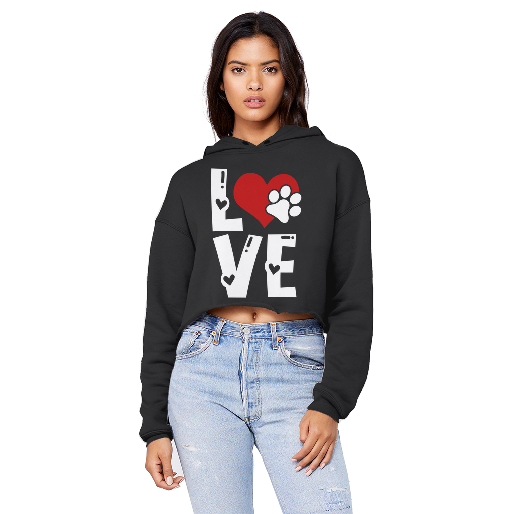 Love Dog Unisex Cropped Raw Edge Boyfriend Hoodie