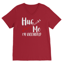 Load image into Gallery viewer, Hug Me I&#39;m Vaccinated Premium V-Neck T-Shirt
