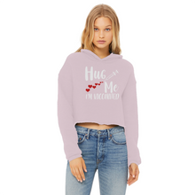 Load image into Gallery viewer, Hug Me I&#39;m Vaccinated Ladies Cropped Raw Edge Hoodie
