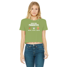 Load image into Gallery viewer, Trump Parasite Classic Women&#39;s Cropped Raw Edge T-Shirt
