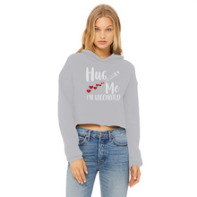 Load image into Gallery viewer, Hug Me I&#39;m Vaccinated Ladies Cropped Raw Edge Hoodie
