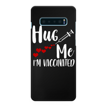 Load image into Gallery viewer, Hug Me I&#39;m Vaccinated Back Printed Black Hard Phone Case
