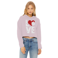 Load image into Gallery viewer, Love Dog Ladies Cropped Raw Edge Hoodie
