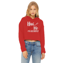 Load image into Gallery viewer, Hug Me I&#39;m Vaccinated Ladies Cropped Raw Edge Hoodie
