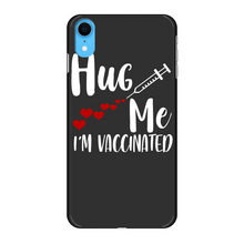 Load image into Gallery viewer, Hug Me I&#39;m Vaccinated Back Printed Black Hard Phone Case
