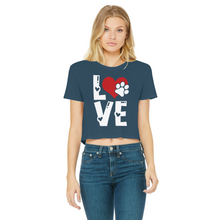 Load image into Gallery viewer, Love Dog Classic Women&#39;s Cropped Raw Edge T-Shirt
