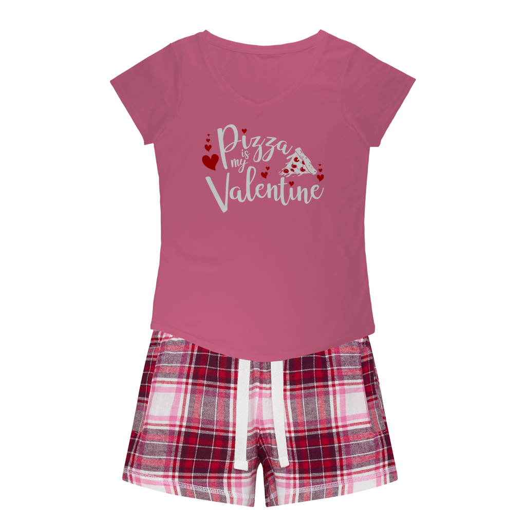 Pizza is My Valentine Girls Sleepy Tee and Flannel Short