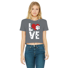 Load image into Gallery viewer, Love Dog Classic Women&#39;s Cropped Raw Edge T-Shirt
