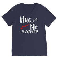 Load image into Gallery viewer, Hug Me I&#39;m Vaccinated Premium V-Neck T-Shirt
