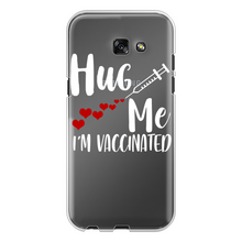 Load image into Gallery viewer, Hug Me I&#39;m Vaccinated Back Printed Transparent Hard Phone Case
