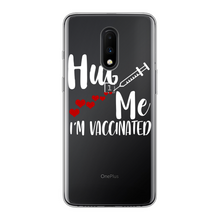 Load image into Gallery viewer, Hug Me I&#39;m Vaccinated Back Printed Transparent Soft Phone Case

