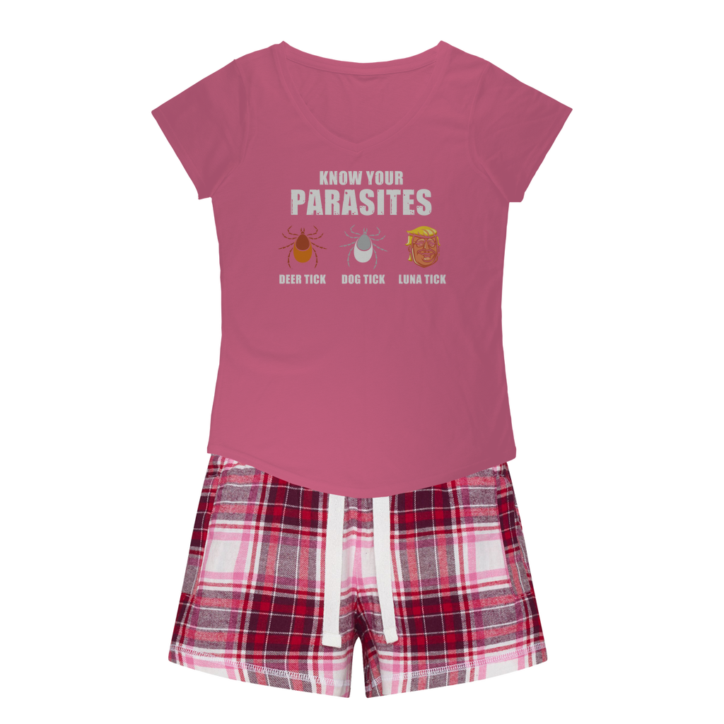 Trump Parasite Girls Sleepy Tee and Flannel Short