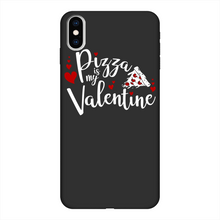 Load image into Gallery viewer, Pizza is My Valentine Back Printed Black Soft Phone Case
