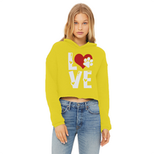 Load image into Gallery viewer, Love Dog Ladies Cropped Raw Edge Hoodie
