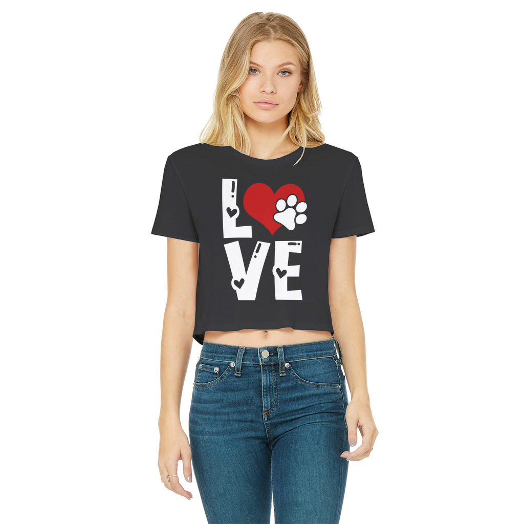 Love Dog Classic Women's Cropped Raw Edge T-Shirt