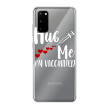 Load image into Gallery viewer, Hug Me I&#39;m Vaccinated Back Printed Transparent Soft Phone Case
